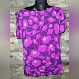 Vibrant Floral Women's Blouse in Purple